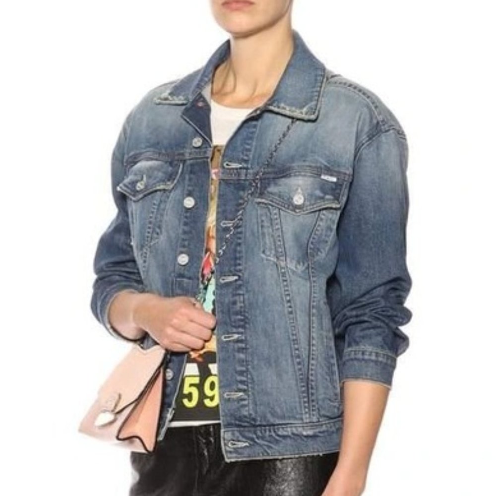 MOTHER SUPERIOR The Drifter Distressed Denim Trucker Jacket XS